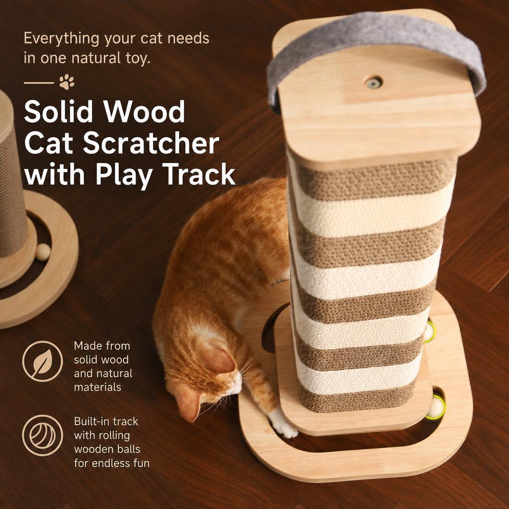 Portable Cat Scratcher with Built-in Rolling Ball Game