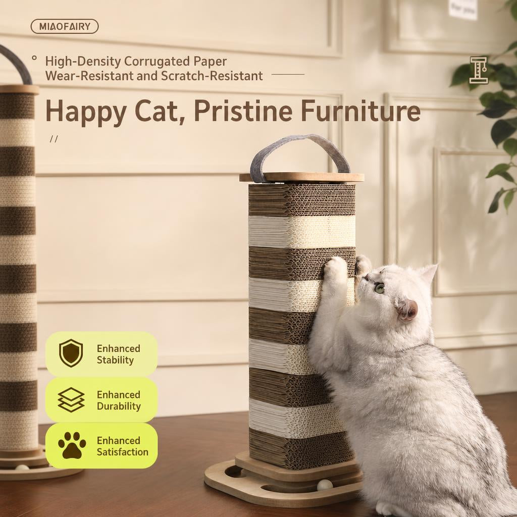 Portable Cat Scratcher with Built-in Rolling Ball Game