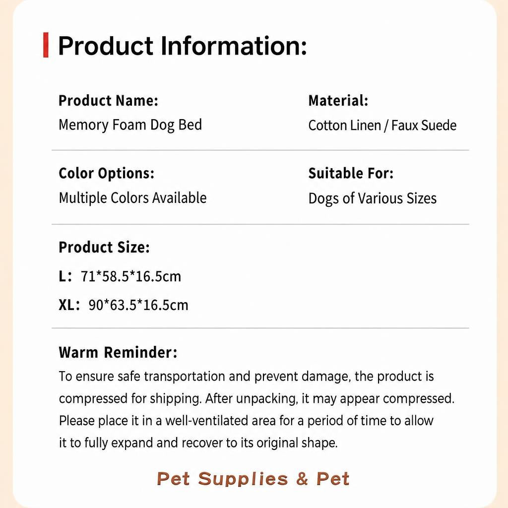 Orthopedic Memory Foam Dog Bed